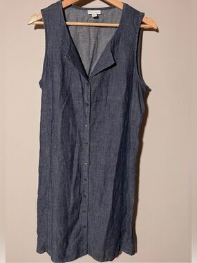 J Jill Denim Linen/Lyocell Sleeveless Dress w/Pockets L